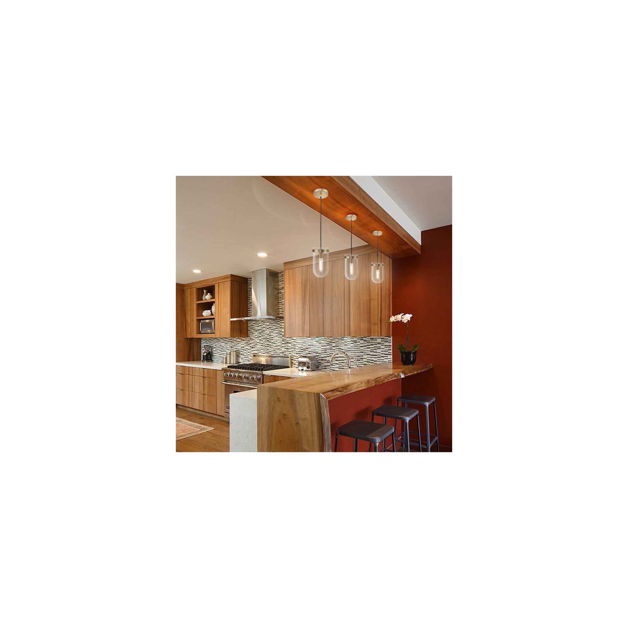 Hello Honey® Atwood Brushed Bronze Modern Minimalist Glass & Metal Ceiling Light
